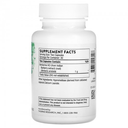 Thorne, берберин, 500 мг, 60 капсул Thorne, берберин, 500 мг, 60 капсул